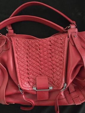 Kooba Red Woven Leather Shoulder Bag